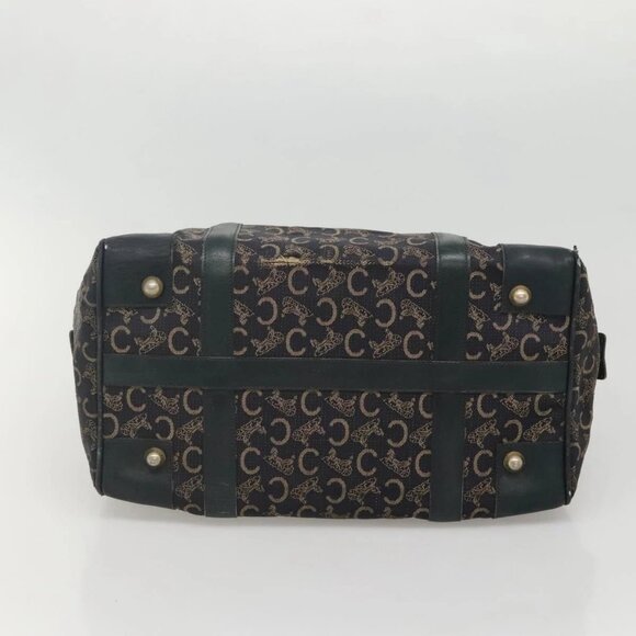 CELINE C Sulky Hand Bag Canvas Navy Gold Auth - Picture 5 of 14